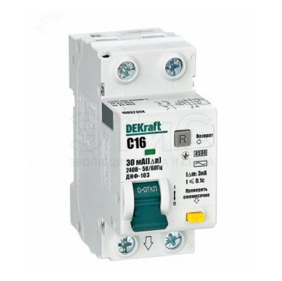Выключатель автоматический дифференциальный АВДТ 1Р+N 16А 30мА  AC  C ДИФ-103 4.5кА